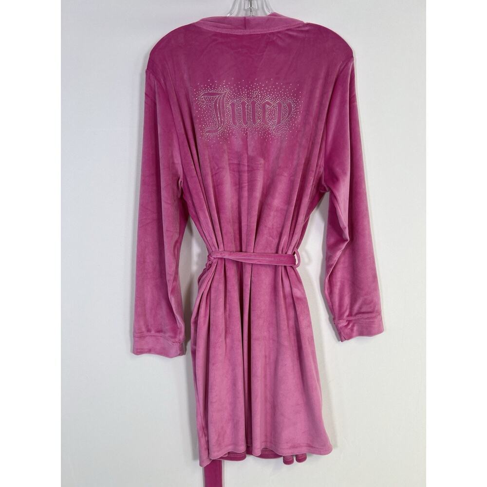 Juicy Couture Pink Short Velour Robe Rhinestone Bling Logo Y2K Women’s L/XL